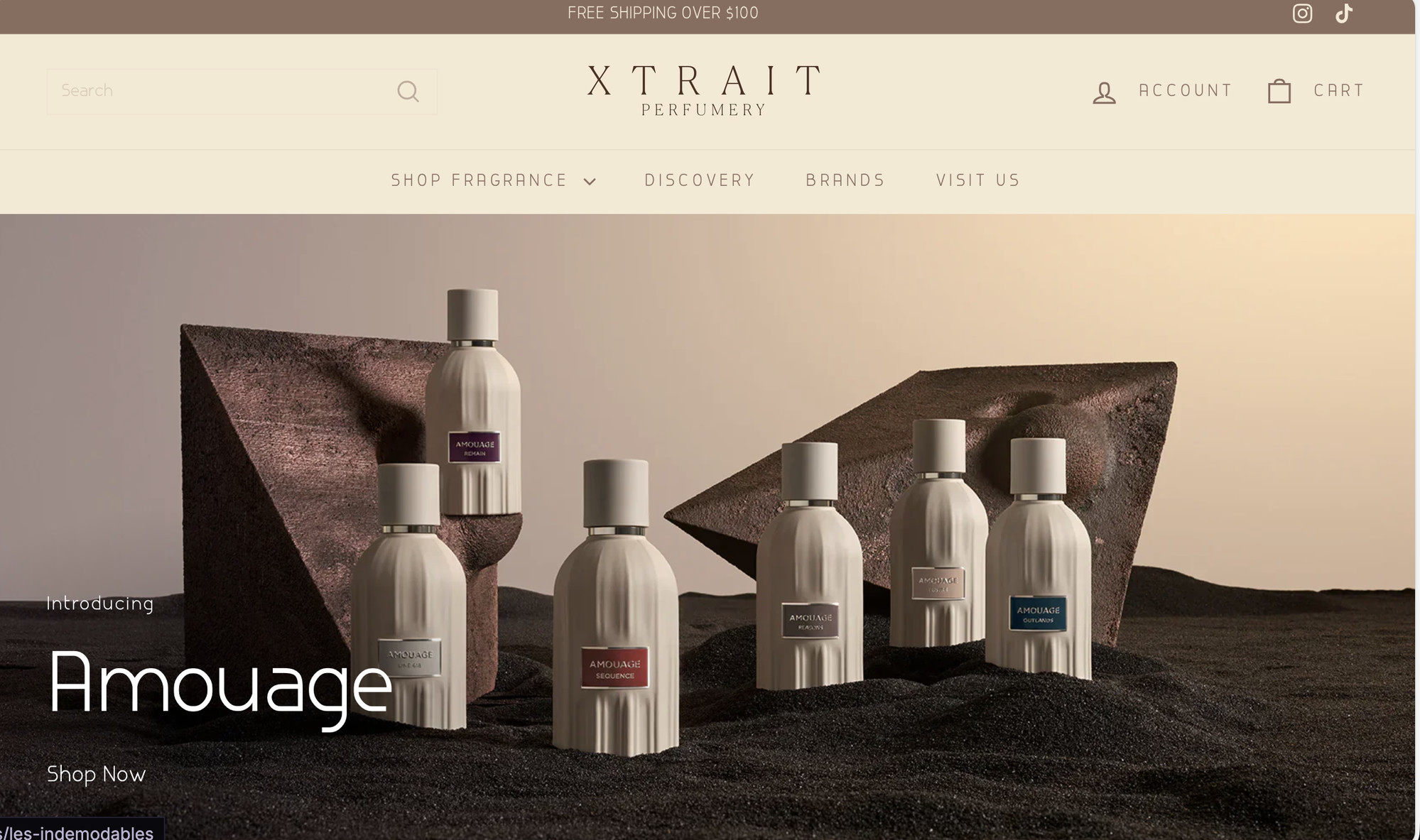 Xtrait Perfumery website before the redesign — a generic storefront template
